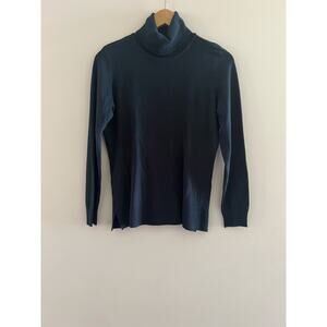 Alfani Rayon Turtleneck Sweater Dark Teal Stretchy Size Small JL